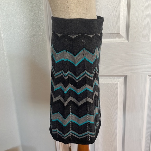 Krimson Klover sweater skirt knit merino wool chevron black gray turquoise S - Picture 4 of 8